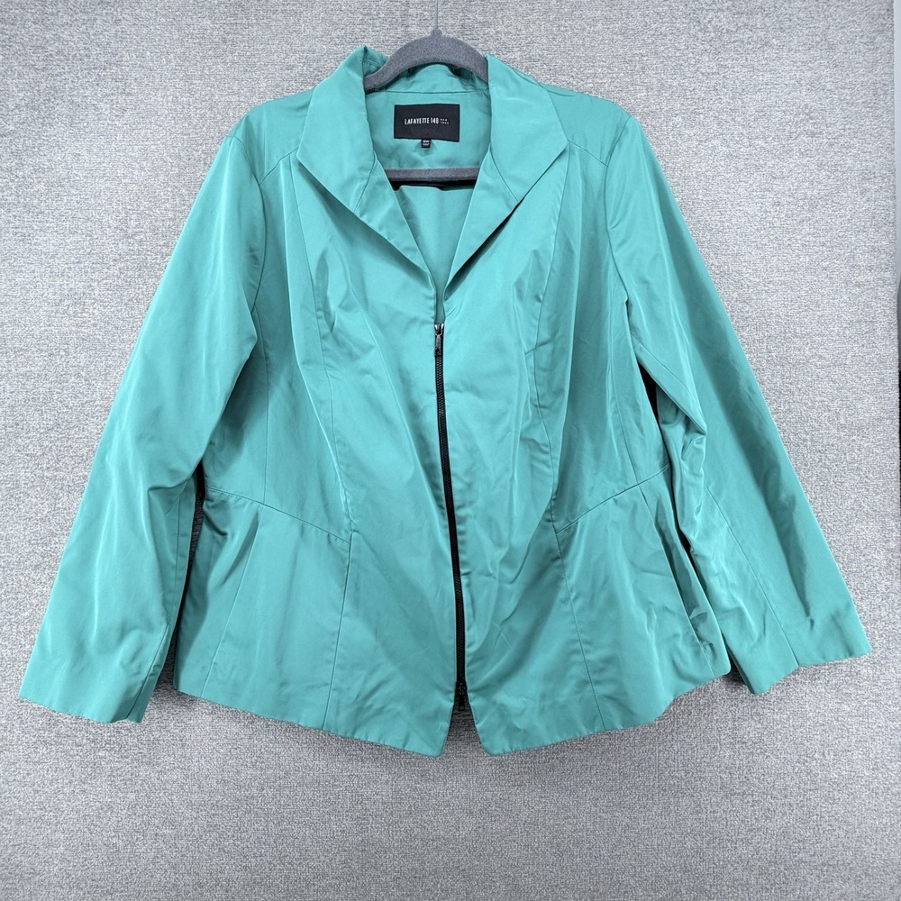 Lafayette 148 New York Jacket Women Size 16W Full Zip Teal